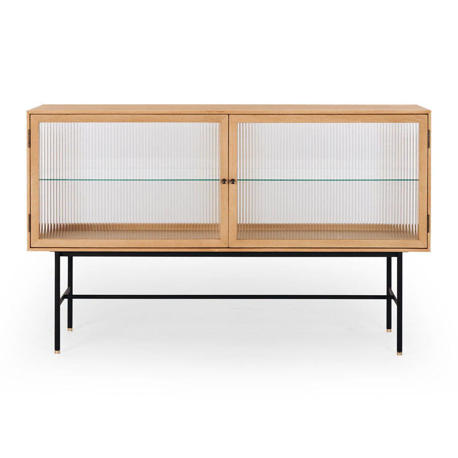 Natural Oak & Fluted Glass Sideboard