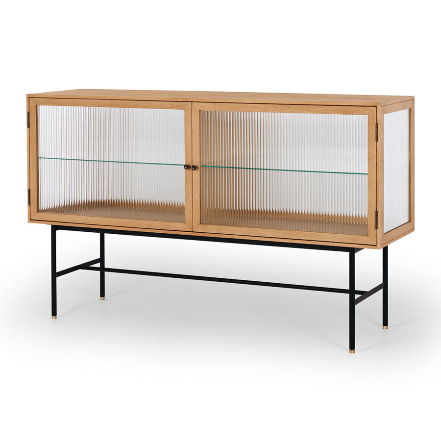 Natural Oak & Fluted Glass Sideboard