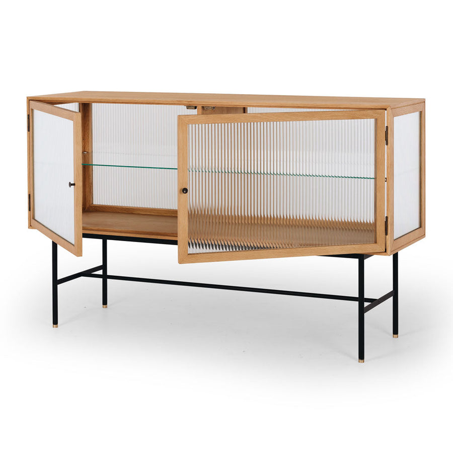 Natural Oak & Fluted Glass Sideboard