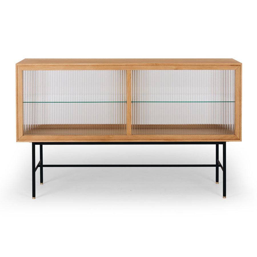 Natural Oak & Fluted Glass Sideboard