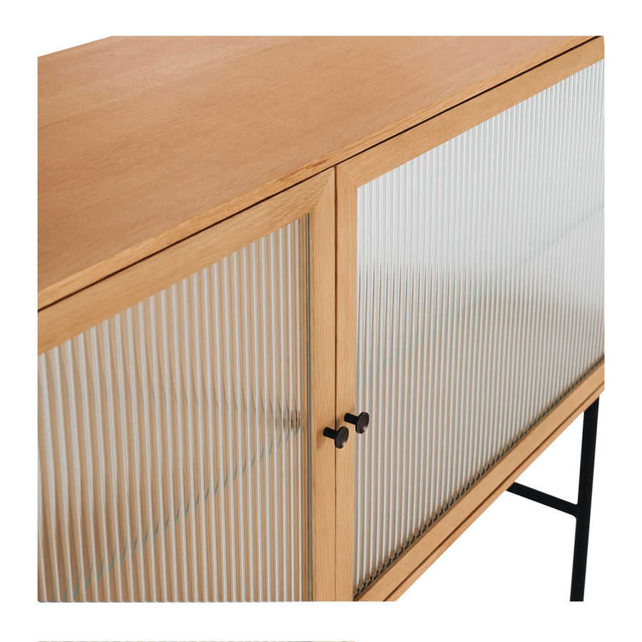 Natural Oak & Fluted Glass Sideboard