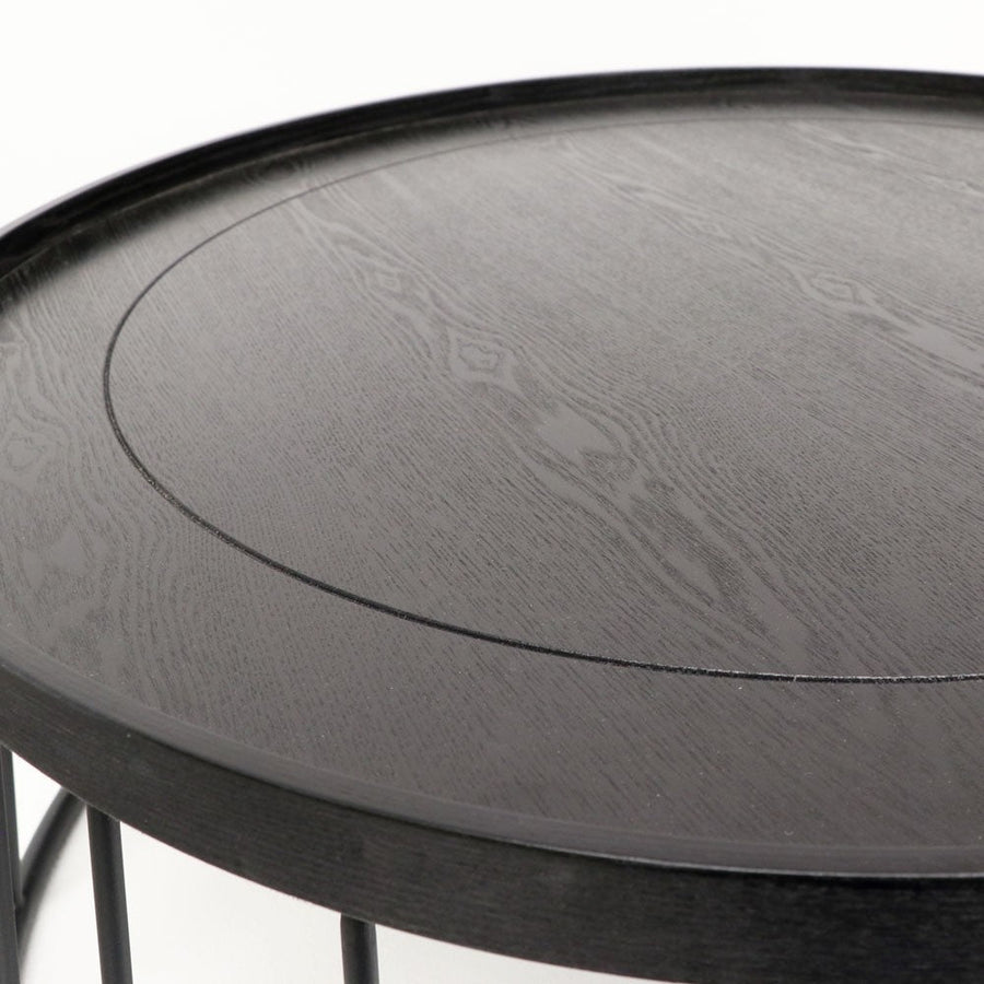 Oak & Steel Round Coffee Table - Black