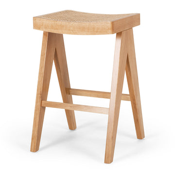 Tropical Solid Oak & Rattan Barstool - Natural