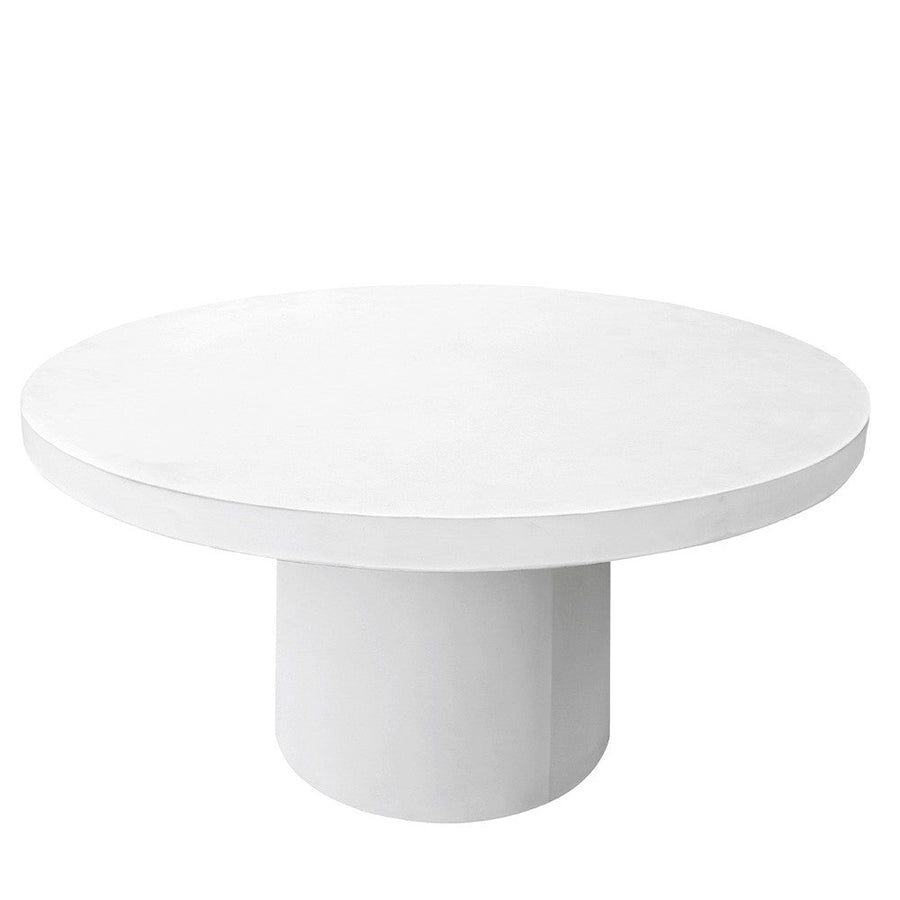 Round White Concrete Outdoor Dining Table - 1.50 Metres