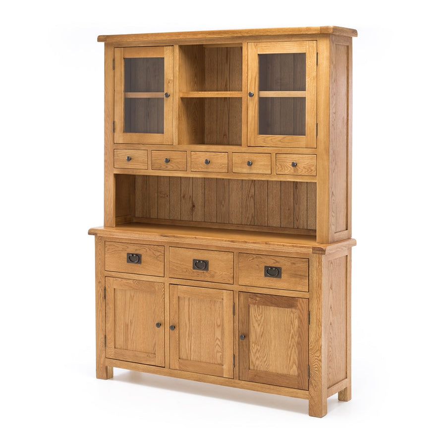 Rustic Oak Buffet & Hutch - Natural