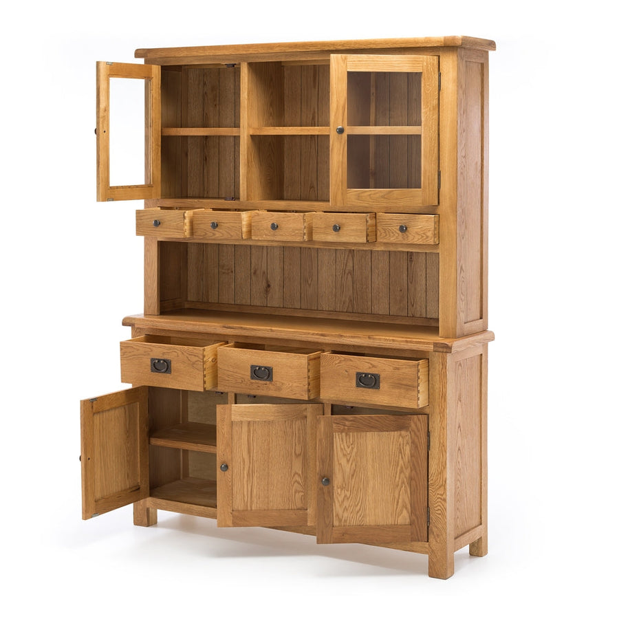 Rustic Oak Buffet & Hutch - Natural