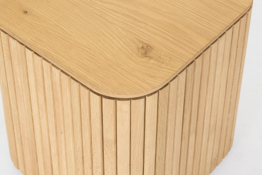 Linear Slatted Oak Side Table