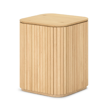 Linear Slatted Oak Side Table