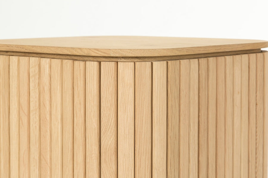 Linear Slatted Oak Side Table