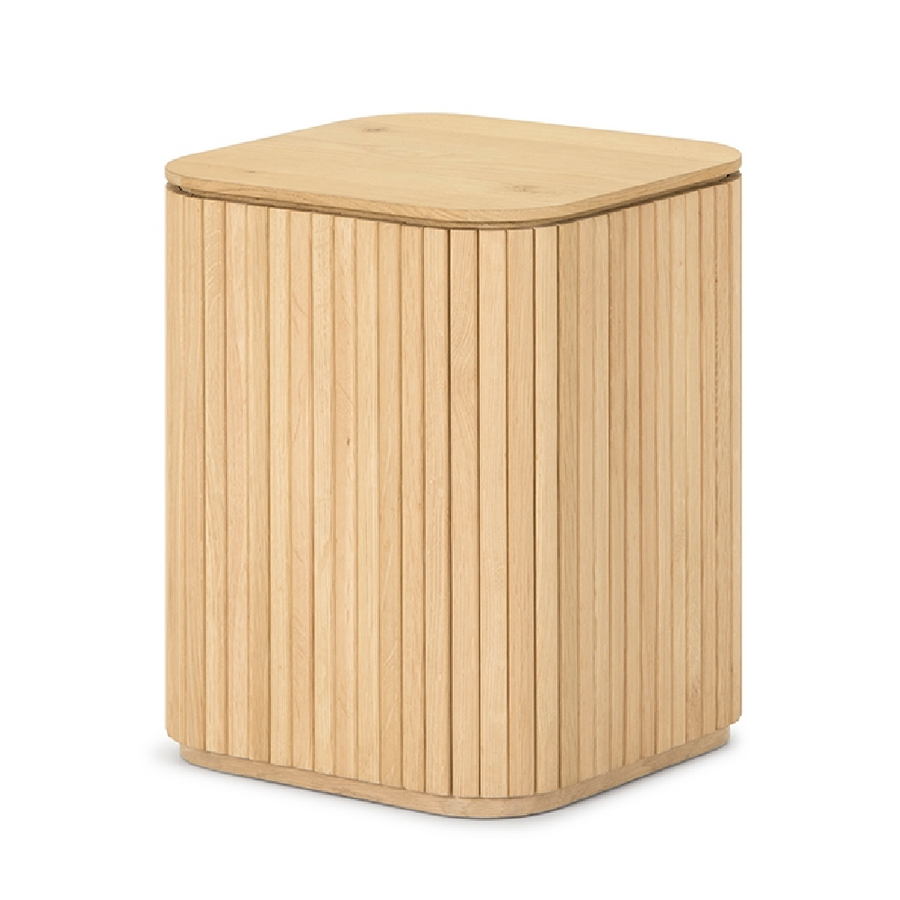 Linear Slatted Oak Side Table