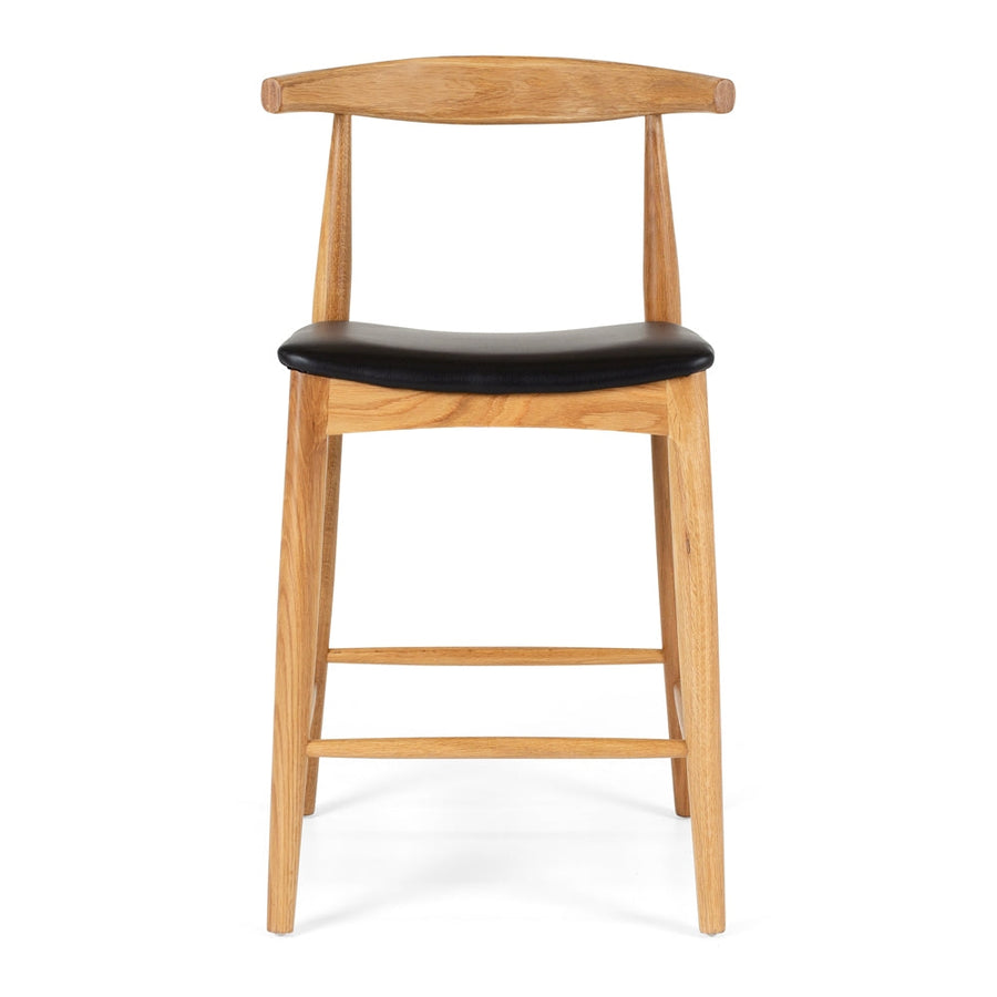 Solid Oak Elbow Barstool - Natural & Black