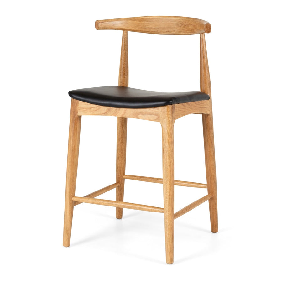 Solid Oak Elbow Barstool - Natural & Black