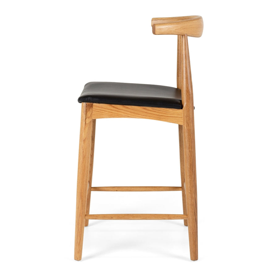 Solid Oak Elbow Barstool - Natural & Black