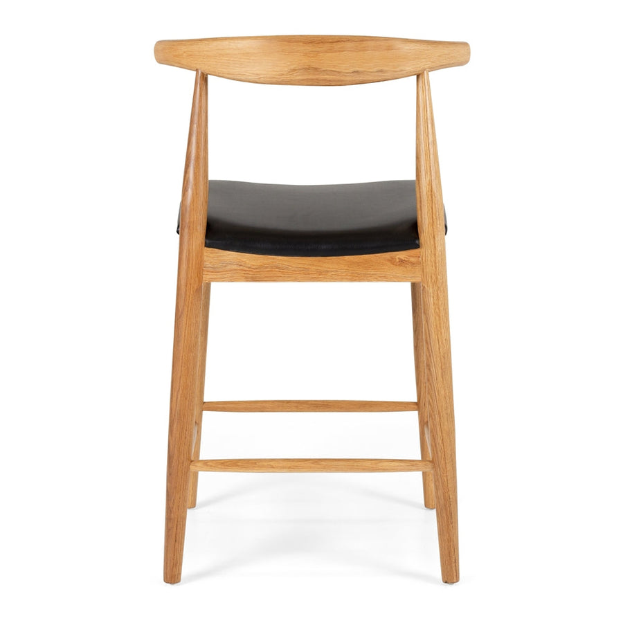 Solid Oak Elbow Barstool - Natural & Black