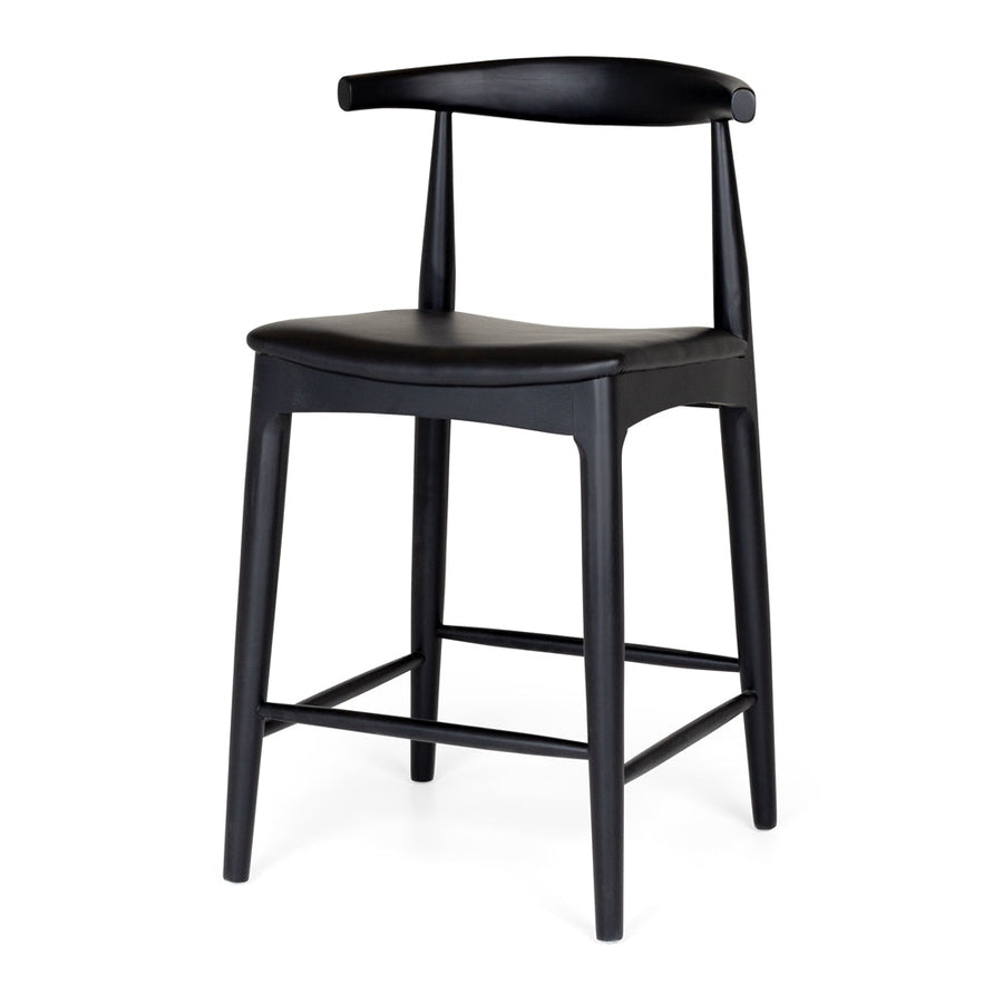 Solid Oak Elbow Barstool - Black