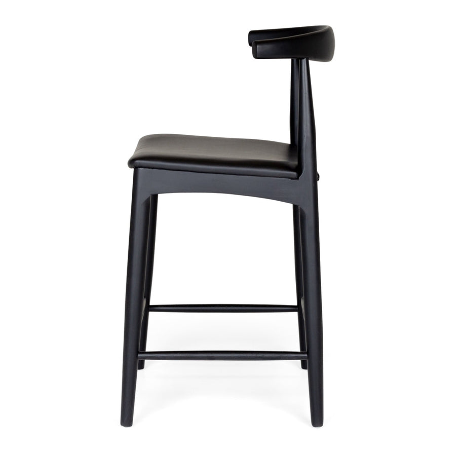 Solid Oak Elbow Barstool - Black