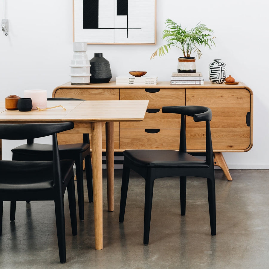 Solid Oak Elbow Chair - Black