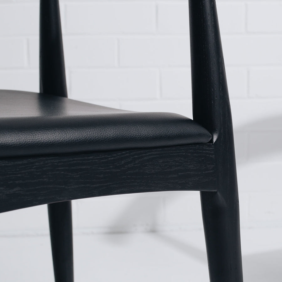 Solid Oak Elbow Chair - Black