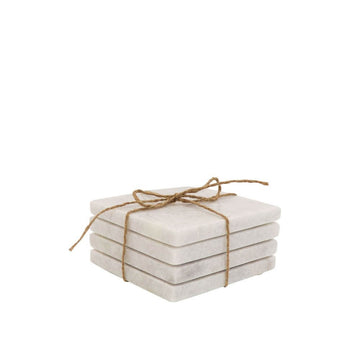 White Marble Square Coasters - Set of 4