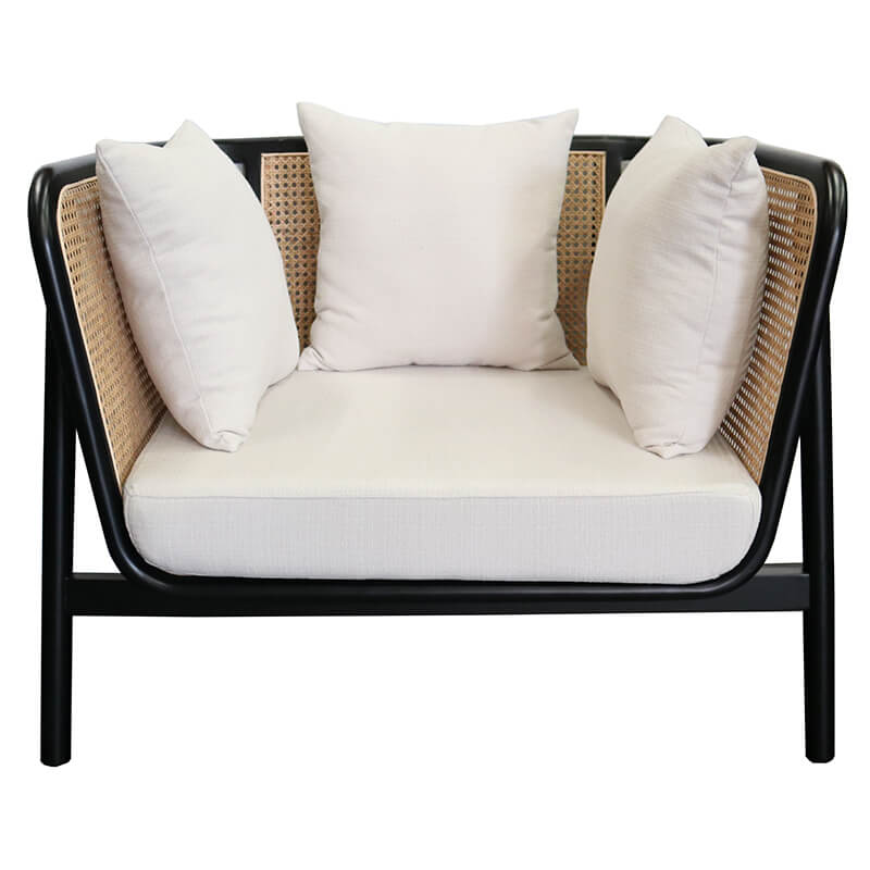 Sungkai Black & Rattan Occasional Chair