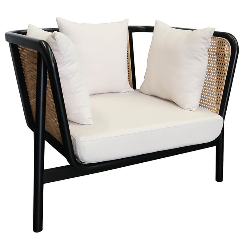 Sungkai Black & Rattan Occasional Chair