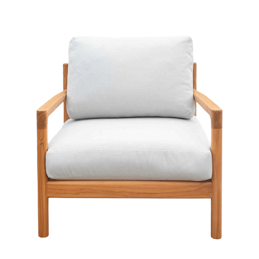 Teak & Light Grey Outdoor Armchair