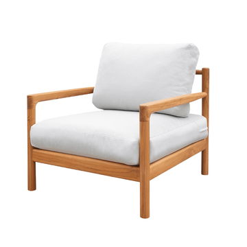 Teak & Light Grey Outdoor Armchair