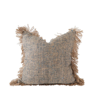 Textured Weave Tassel Cushion - Natural & Grey