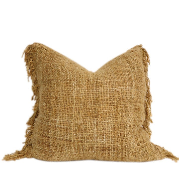 Textured Weave Tassel Cushion - Taupe