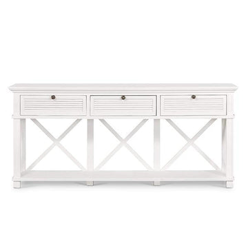 Malibu White Three Drawer Console.