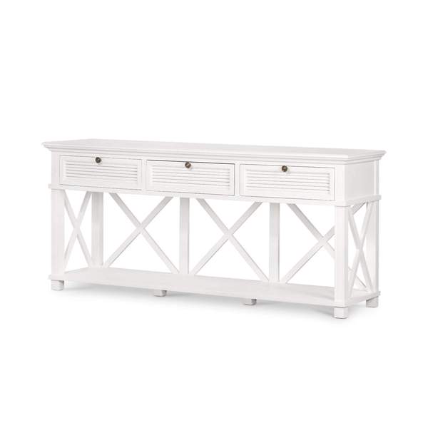 Malibu White Three Drawer Console.