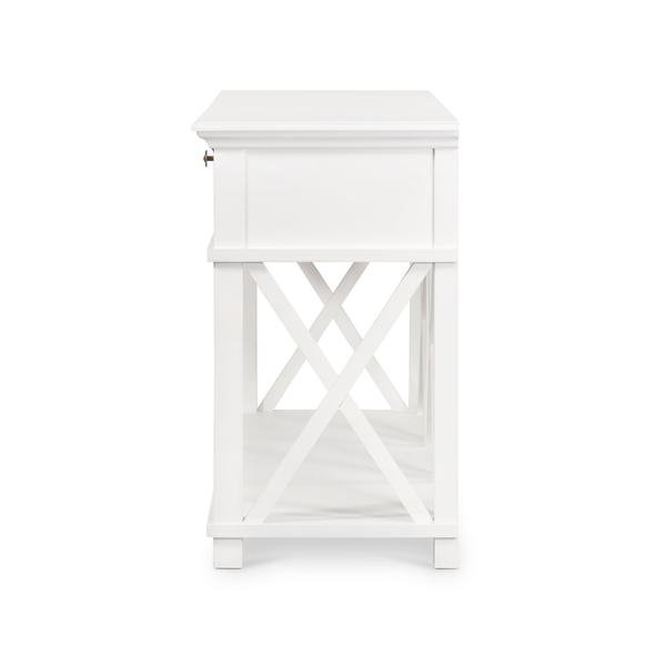 Malibu White Three Drawer Console.