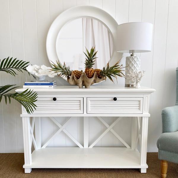 Malibu White Two Drawer Console