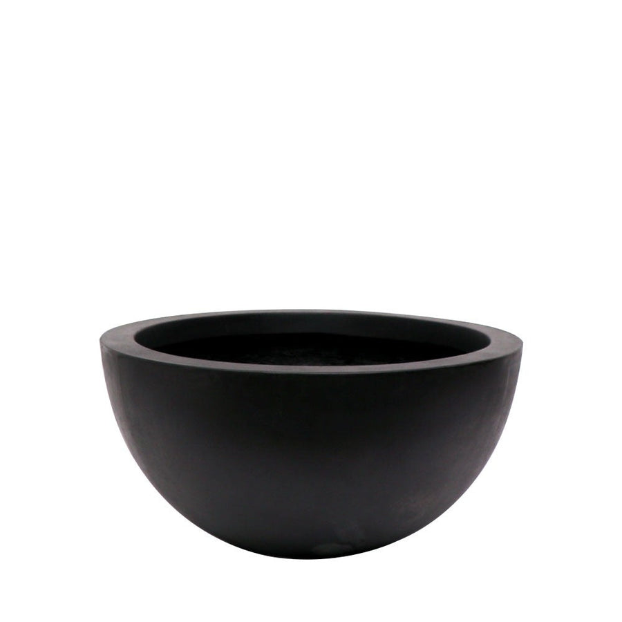 Westhampton Low Bowl Black Concrete Pot - Medium