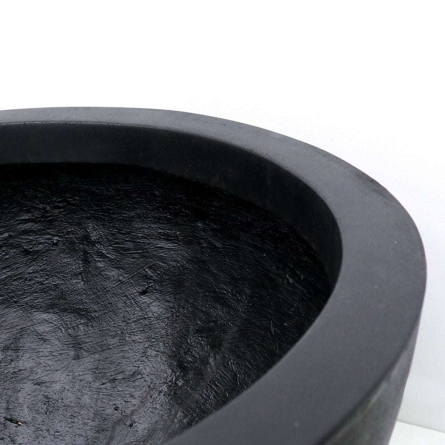 Westhampton Low Bowl Black Concrete Pot - Medium