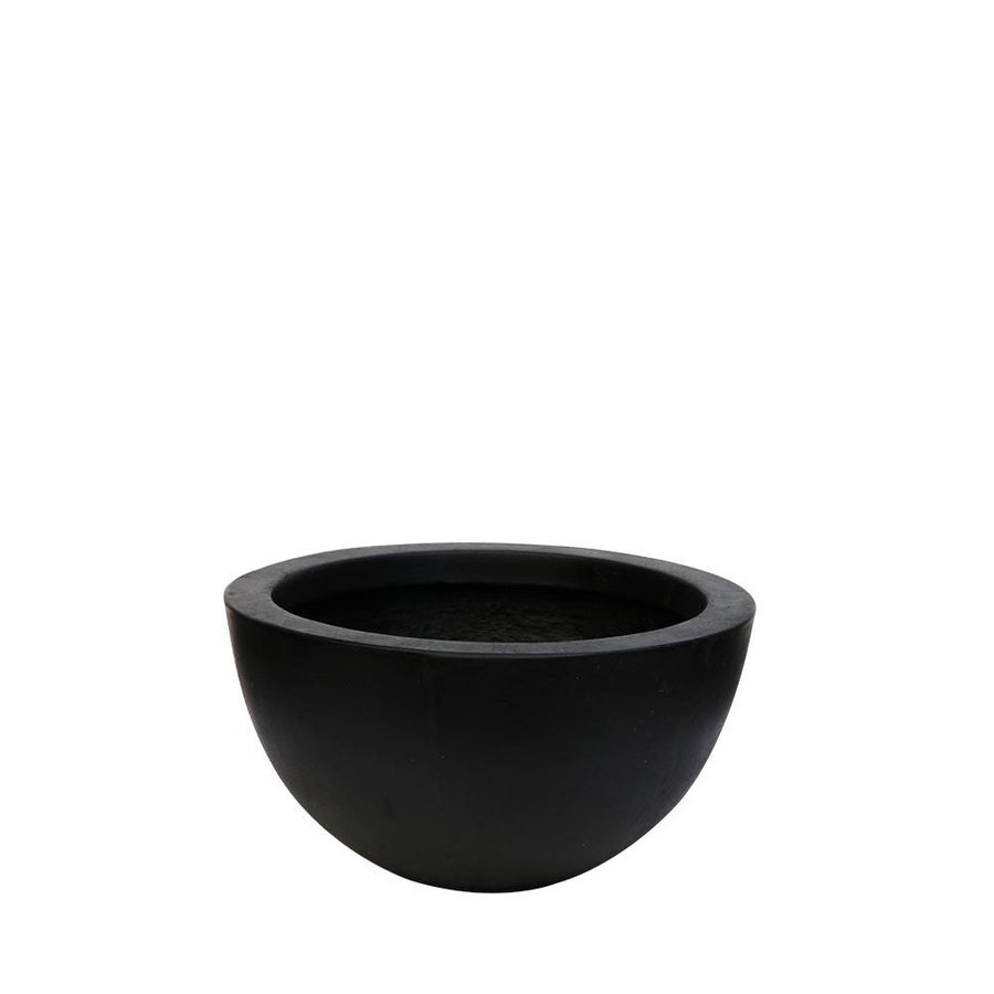 Westhampton Low Bowl Black Concrete Pot - Small