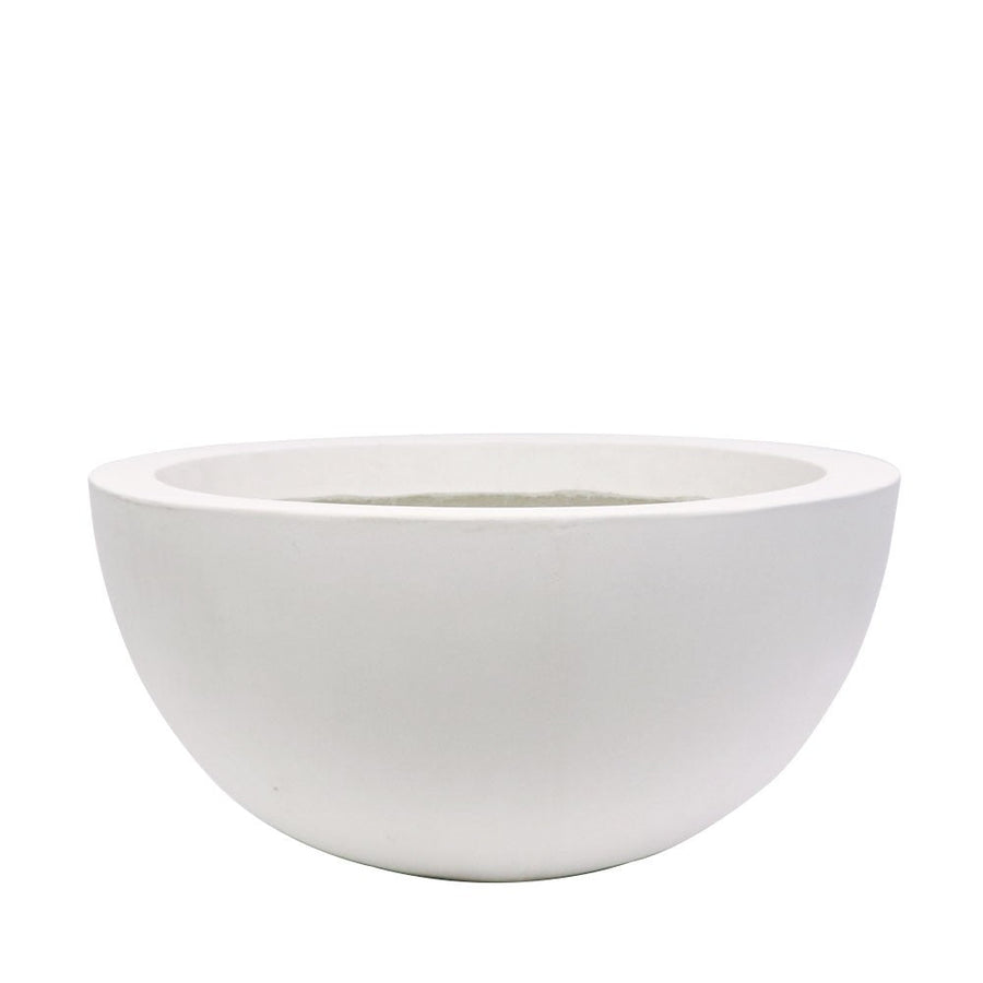 Westhampton Low Bowl White Concrete Pot - Large