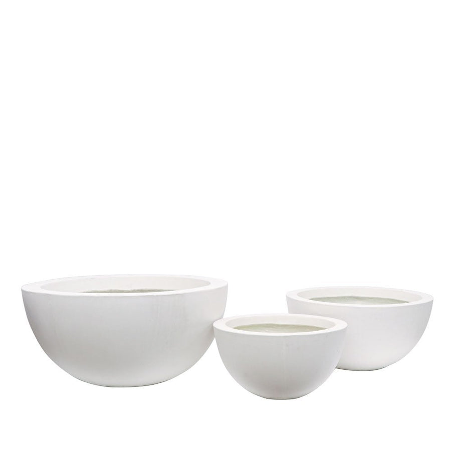 Westhampton Low Bowl White Concrete Pot - Large