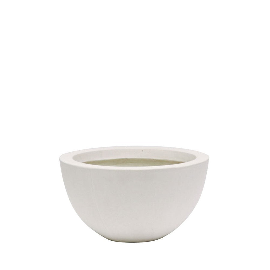 Westhampton Low Bowl White Concrete Pot - Small