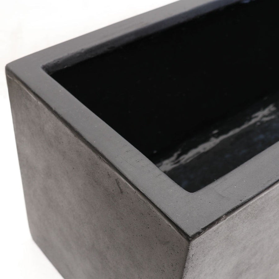 Westhampton Rectangular Black Concrete Planter - Small