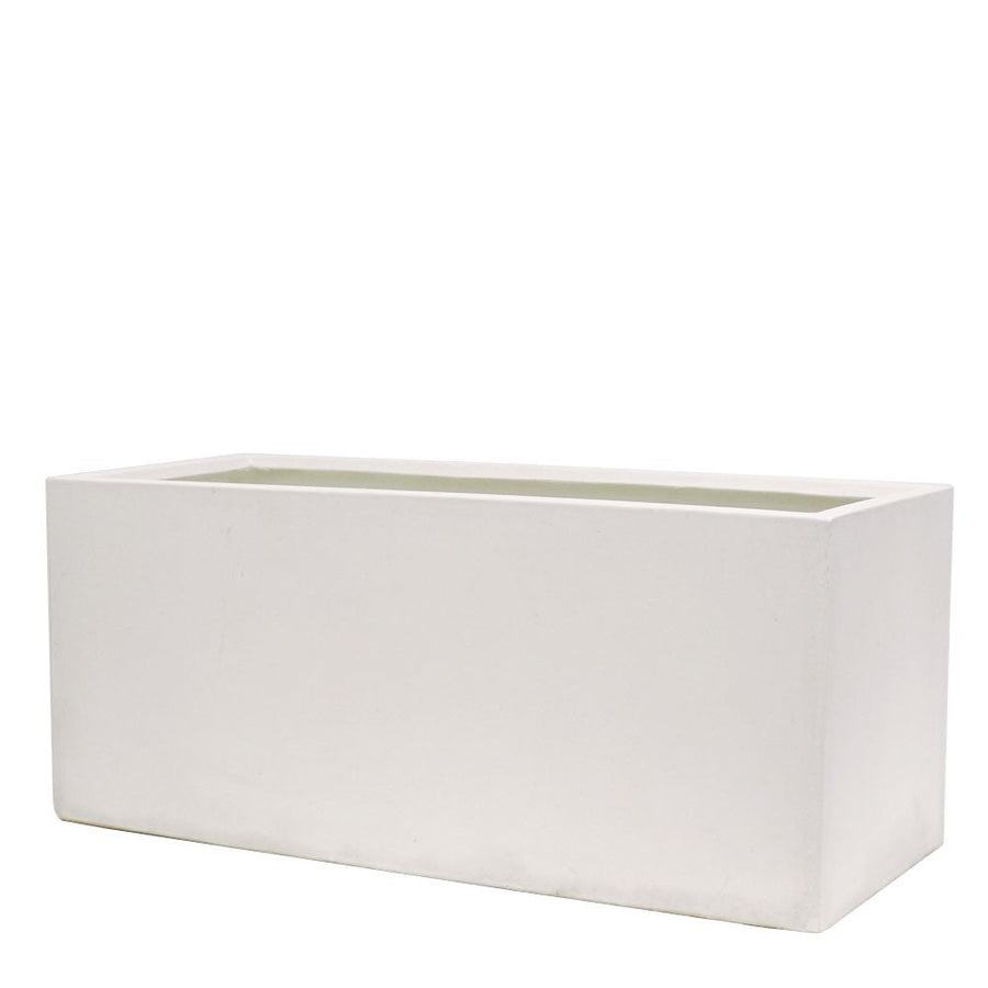 Westhampton Rectangular White Concrete Planter - Large