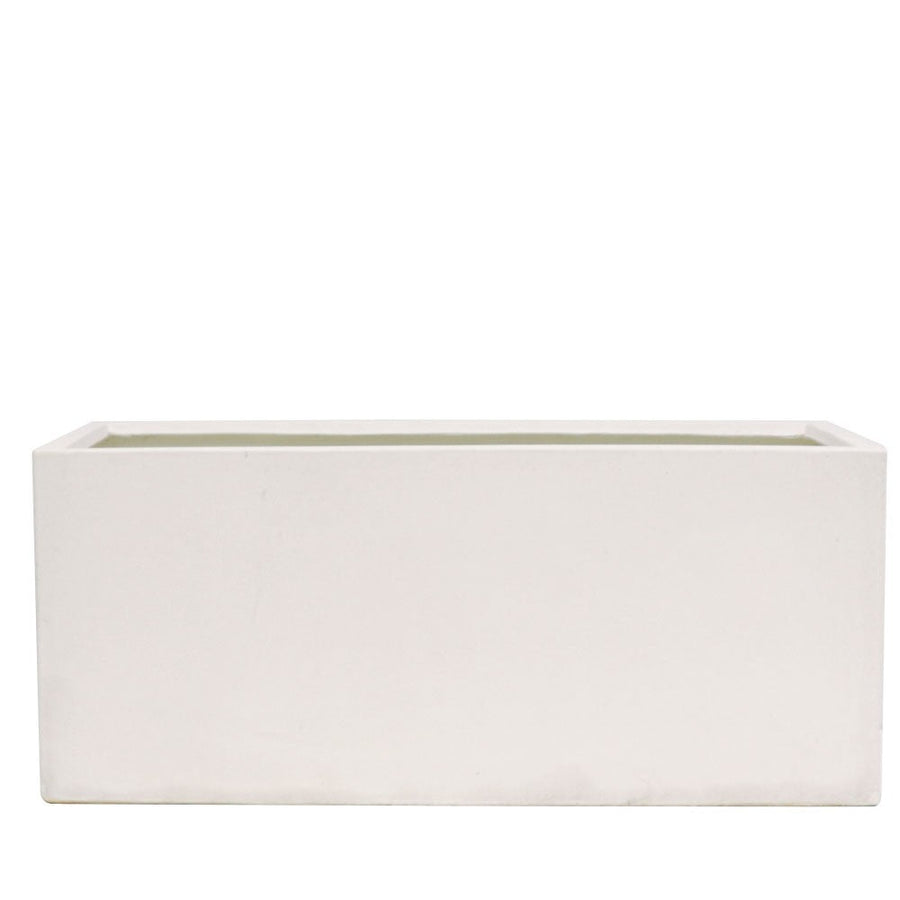 Westhampton Rectangular White Concrete Planter - Large