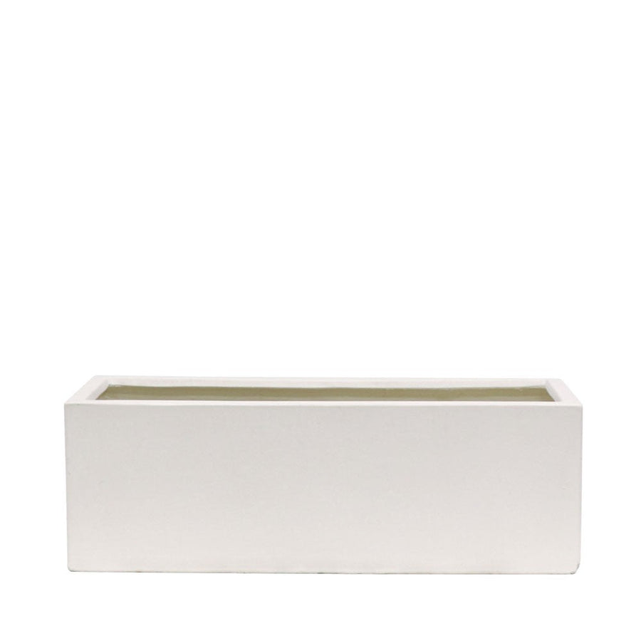 Westhampton Rectangular White Concrete Planter - Small