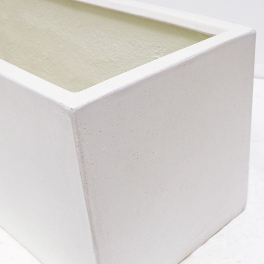 Westhampton Rectangular White Concrete Planter - Small