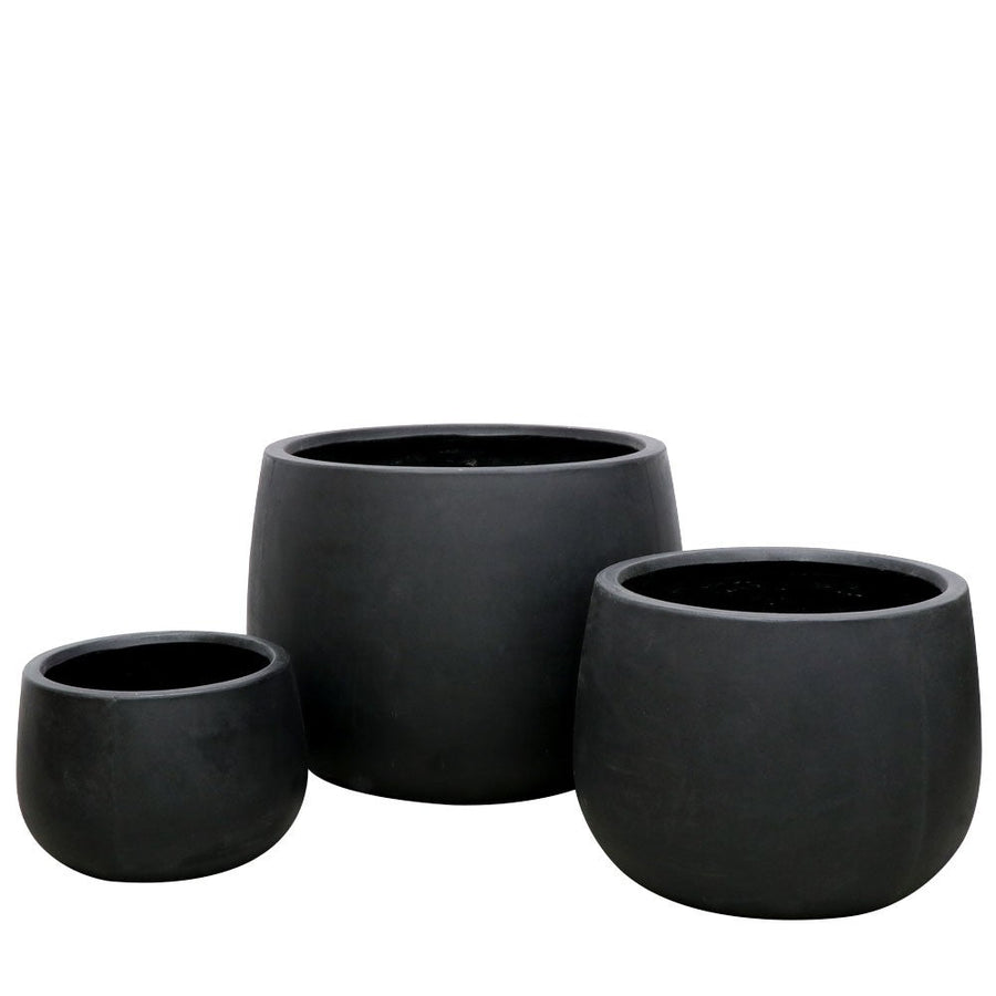 Westhampton Rounded Bowl Black Concrete Pot - Large