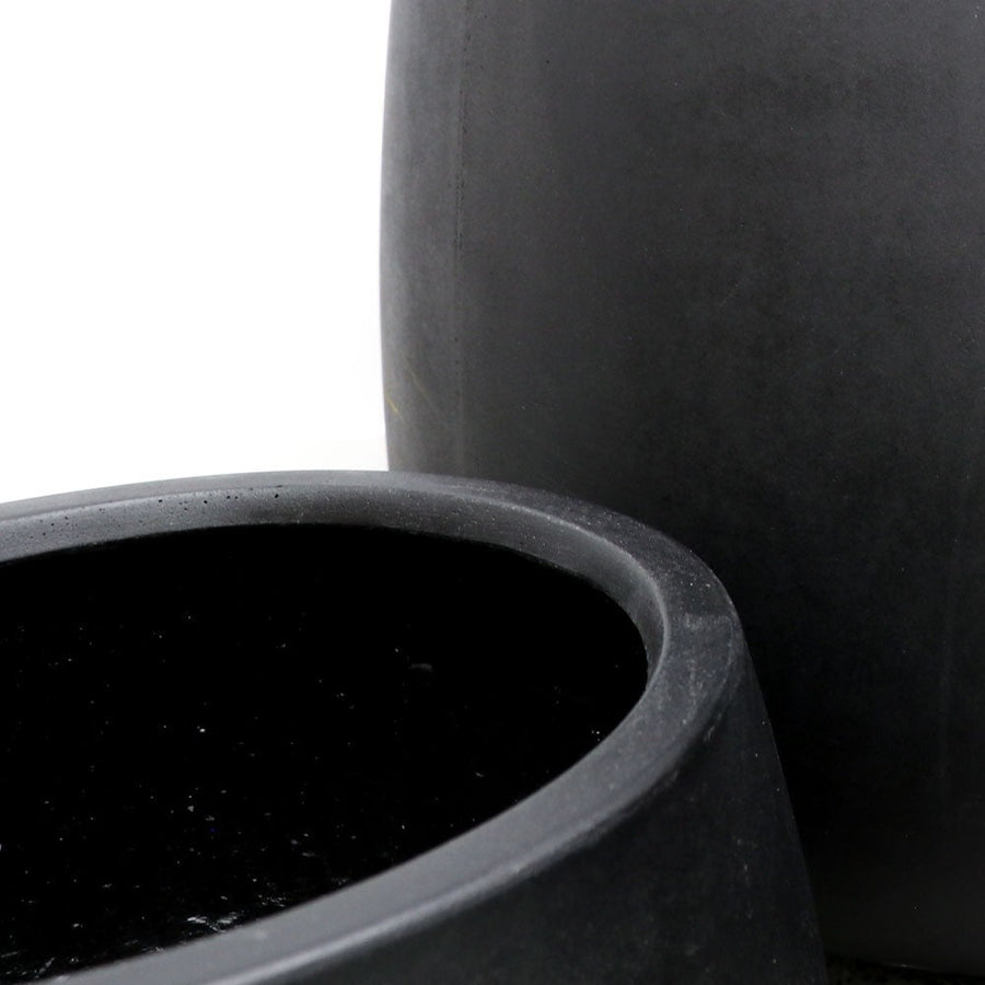 Westhampton Rounded Bowl Black Concrete Pot - Medium