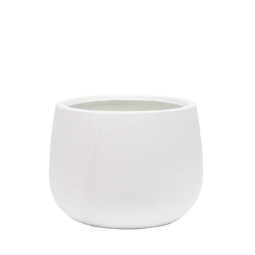 Westhampton Rounded Bowl White Concrete Pot - Medium