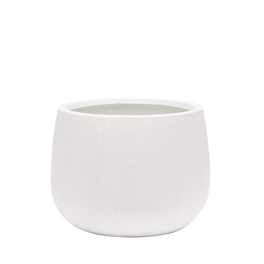 Westhampton Rounded Bowl White Concrete Pot - Medium