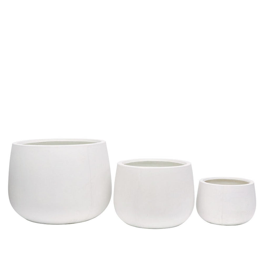 Westhampton Rounded Bowl White Concrete Pot - Small