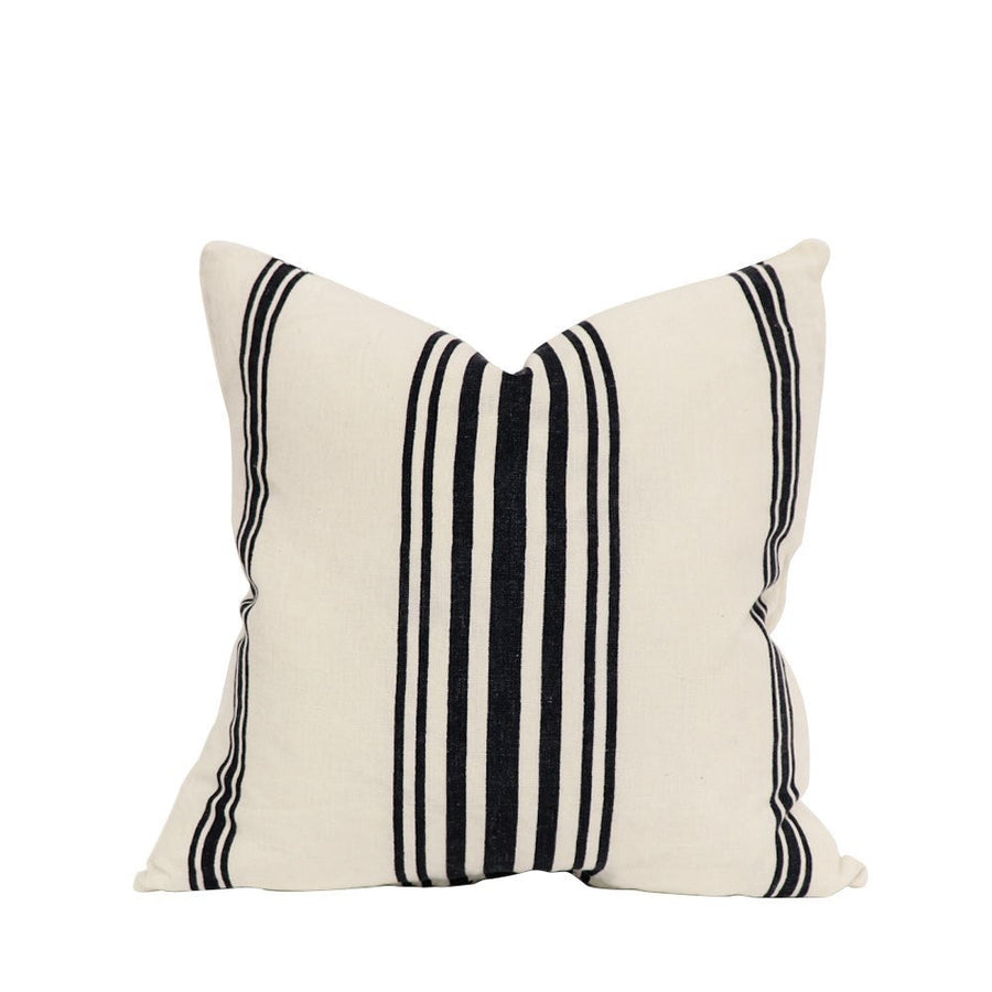 White Linen Bold Indigo Stripe Cushion